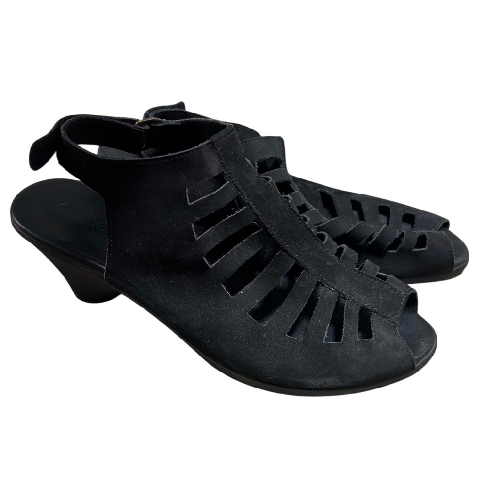 Arche Enexor Slingback Black Suede Cutout Sandals 39 8 Wedge Open Toe French